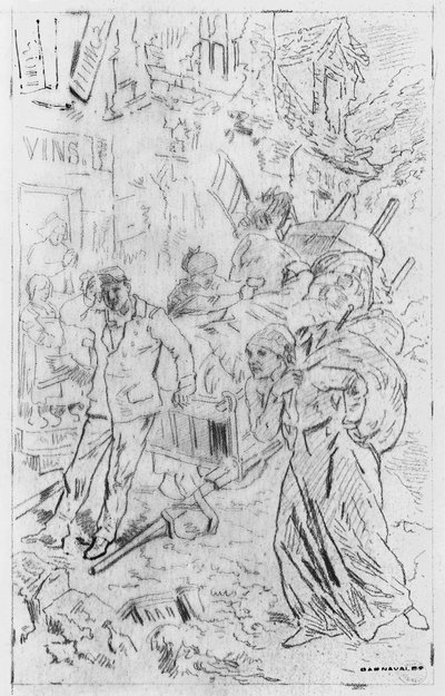 Album av belägringen av Paris, emigranter (penna och brunt bläcktvätt och penna på papper) av Gustave Dore